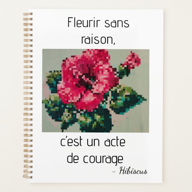 Agenda Flor de hibisco en pixel art (Anverso)