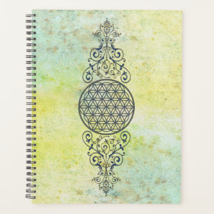 Agenda Flor de la Vida - Adornos Vintage azul dorado