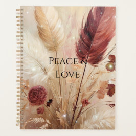 Agenda Flor de plumas de crema roja