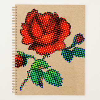 Agenda Flor de Rosa Semitono en Papel Marrón Arte Refinad