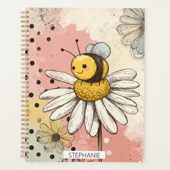 Agenda Flor Fantasioso y Abeja – Floral Acogedor (1) (Anverso)