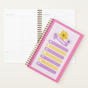 Agenda Flor floral amarillo morado morado flor corazón