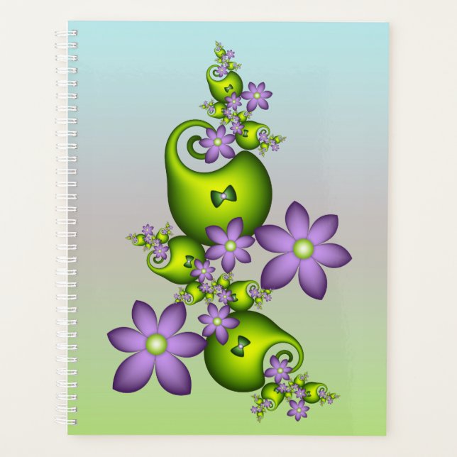 Agenda Flor Floral Fantasía Lilac Flores Formas verdes Fr (Anverso)