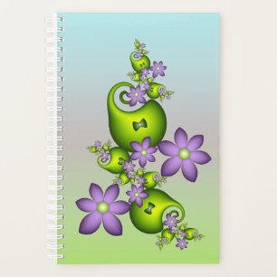 Agenda Flor Floral Fantasía Lilac Flores Formas verdes Fr