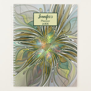 Agenda Flor Fractal floral moderna W. Gold Name