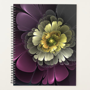 Agenda Flor Fractal Gris Purpura Moderna Abstracta