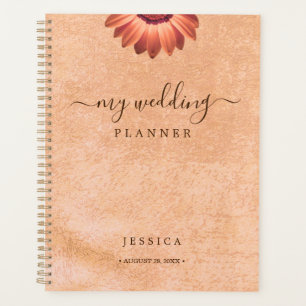 Agenda Flor Gerbera en el Boda de melocotón abstracto