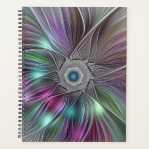 Agenda Flor grande colorida Resumen arte fractal trippy