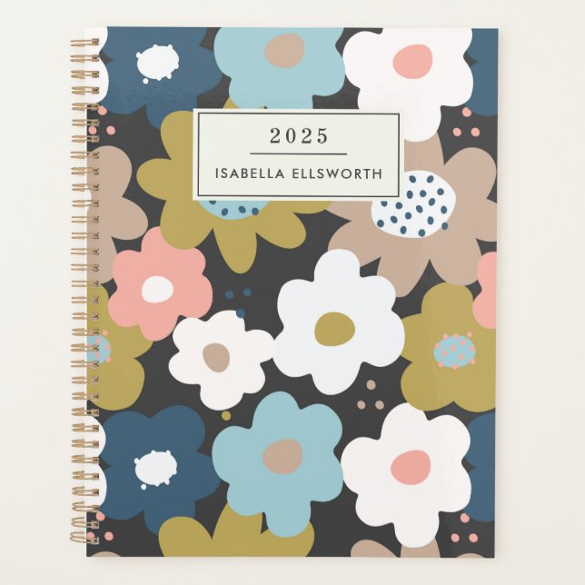 Agenda Flor Groovy Floral Retro 60 personalizada 2025 (Anverso)