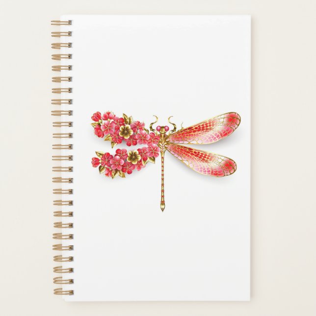 Agenda Flor libélula con sakura de joyas (Anverso)