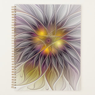 Agenda Flor Luminosa Colorida, Fractal Moderno Abstracto