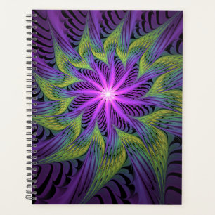 Agenda Flor moderna abstracta fractal arte púrpura verde