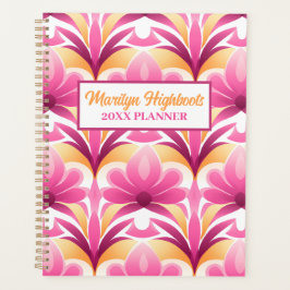 Agenda Flor retro rosa y amarilla