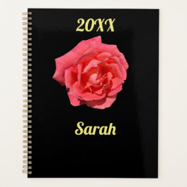 Agenda Flor rosa rosa sobre Personalizado Minimalista neg