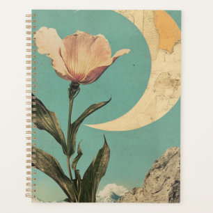 Agenda Flor rosa y luna creciente