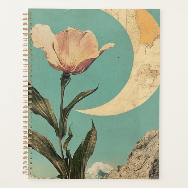 Agenda Flor rosa y luna creciente (Anverso)