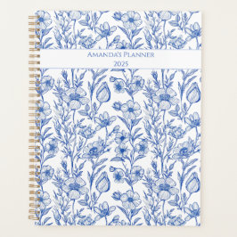 Agenda Flor salvaje de Chinoiserie azul y blanca