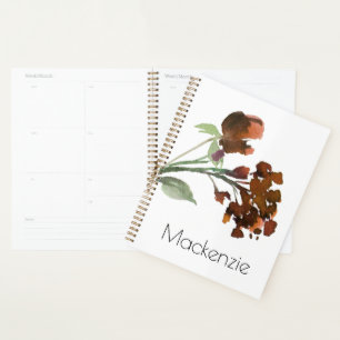Agenda Flor salvaje Terracotta Naranja Personalizado Bo