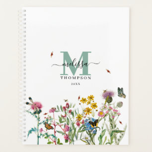 Agenda Flor silvestre acuarela Insectos Jardín de primave