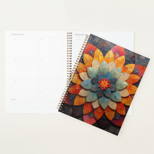 Agenda Flor texturizada de arte de Mandala (Demostración)