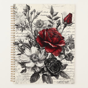 Agenda Flor y caligrafía rusas - Papel marrón envejecido