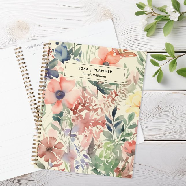 Agenda Flora acuarela personalizada (Subido por el creador)