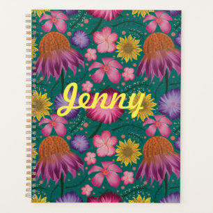 Agenda Flora silvestre Verde azulada personalizada
