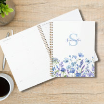 Floral Acuarela Flor Silvestre Azul Personalizada