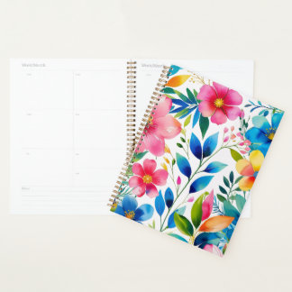 Agenda Floral acuarela - Flores amarillas rosas azules