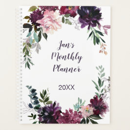 Agenda Floral Acuarela Lila Rosa Malva Lavanda