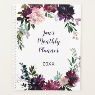 Agenda Floral Acuarela Lila Rosa Malva Lavanda