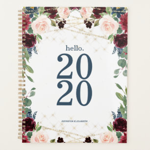 Agenda Floral acuática borgoñona de Marina Hola 2020 Cu