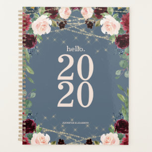 Agenda Floral acuática marina Hola 2020 Cute