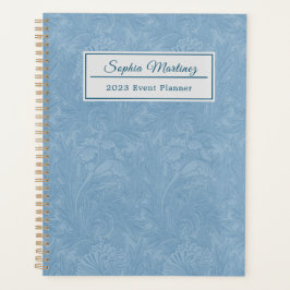 Agenda Floral azul en polvo elegante | Personalizado