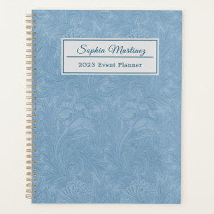 Agenda Floral azul en polvo elegante Personalizado