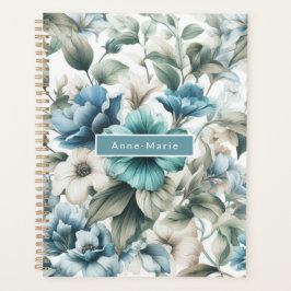 Agenda Floral azul moderno elegante