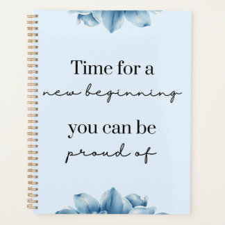 Agenda Floral azul para un nuevo inicio de motivación