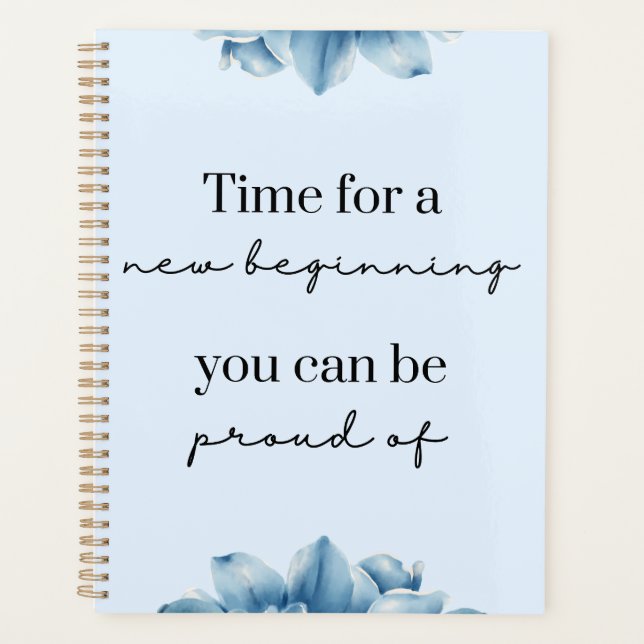 Agenda Floral azul para un nuevo inicio de motivación