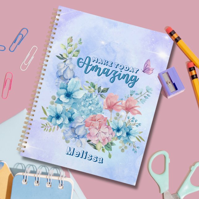 Agenda Floral azul púrpura moderna resplandeciente (Subido por el creador)