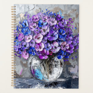 Agenda Floral Azul Púrpura y Gris
