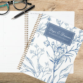 Agenda Floral Azul y Blanco Campestre