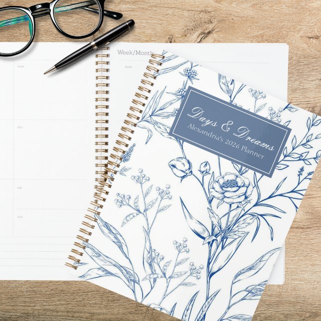Agenda Floral Azul y Blanco Campestre (Subido por el creador)