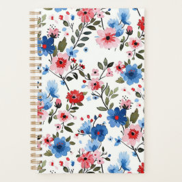 Agenda Floral azul y roja