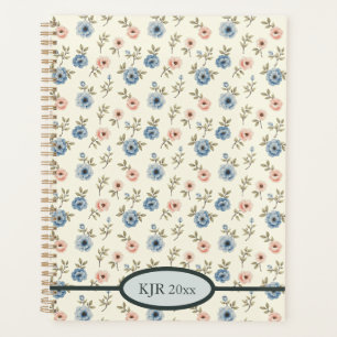 Agenda Floral azul y rosa dulce
