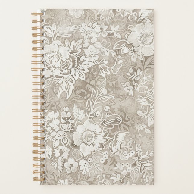Agenda Floral Beige y Crema (Anverso)