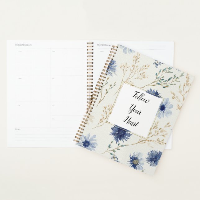 Agenda Floral Blanco Azul   (Demostración)