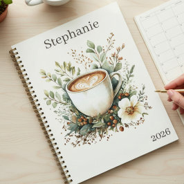 Agenda Floral Coffee Themed Personalized