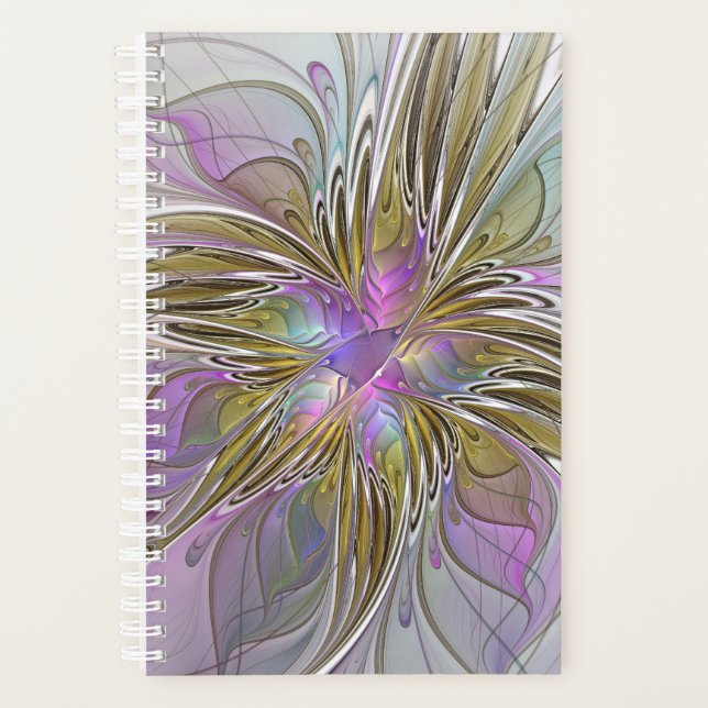 Agenda Floral Colorful Abstract Fractal With Pink & Gold (Anverso)