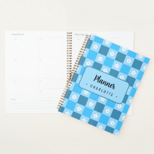 Agenda Floral Cuadros Azules