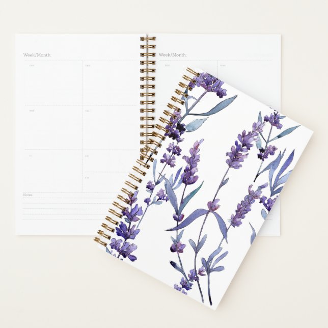Agenda Floral De Lavanda En Blanco (Demostración)